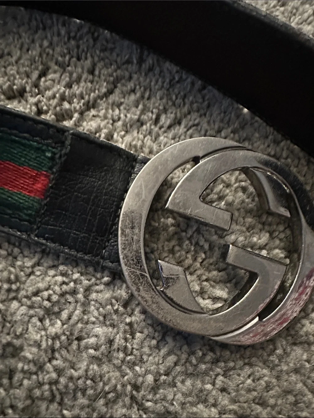 Unisex authentic Gucci belt with Silver Buckle
